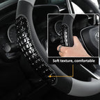 West Llama Nappa Leather Car Steering Wheel Cover Gel Massage,Cool in Summer,Universal 15 inch(Gray+Black-Standard Size)