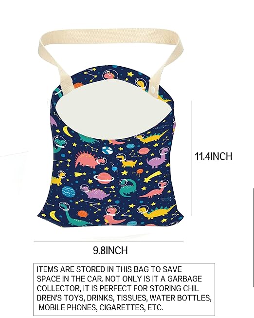 Car Trash Can, Durable Hanging Car Trash Garbage Bag, Cute Automotive Garbage Cans Organizer, Cute Colorful Dinosaur