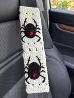 Crochet Spider Steering Wheel Cover Universal 14-15 inch (C,Wheel Cover+2 Belt Cover)