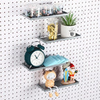 Lineshading 4 Pcs Pegboard Shelves, 10 x 4 Inch Metal Shelf Brackets Pegboard Tray Accessories Wall Organizer for Craft Room 