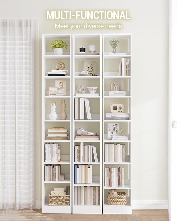Hzuaneri Bookcase, Tall Narrow Bookshelf, Open Display Storage Shelf, Skinny Cube Book Shelf with Adjustable Shelves, CD Rack
