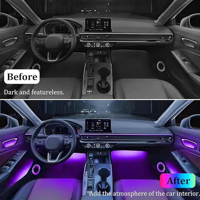 Acrylic Interior Car LED Strip Light,RGB 22 in 1 Neon Ambient Lighting Kits,Car Ambient Lighting with APP Control,LED Lights for Cars with Music Sync Dynamic Dreamcolor