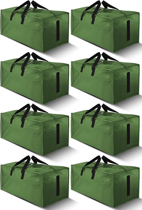 HOMESURE 8 Pack Large Strong Moving Bags with Zippers & Carrying Handles - Water-Resistant - Heavy Duty Storage Tote for Spac