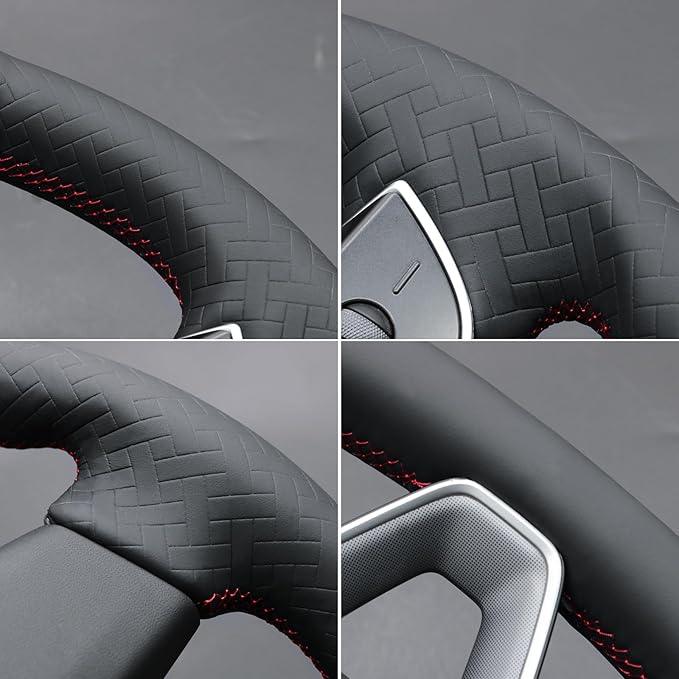 MEWANT DIY Stitching Steering Wheel Cover Wrap for Tesla Model 3 Highland 2023-2025/Model Y 2025 Highland for Tesla Model 3/Model Y Accessories