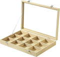 Coward Jewelry Organizer Box, Yellow Linen 12 Grids Bracelet Bangle Necklace Jewelry Display Tray Case with Transparent Glass