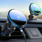 Lamicall 15W for QI2 Magsafe Car Mount Charger - 【RGB LED】360° Wireless Car Phone Holder Vent Dashboard, HandsFree Magnetic Phone Holder for Car Charging for iPhone 17 Air Pro Max Plus 16 15 14 13 12