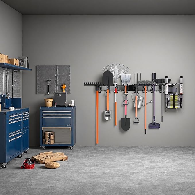 ELEAD 18-Pairs Heavy Duty Garage Tool Organizer Wall Mount Hooks, 96 Inches 1460 lbs Garden Tool Organizer with Adjustable Ho
