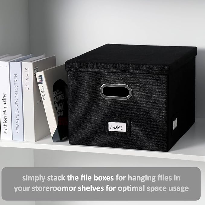 File Organizer Collapsible Storage Box for Office File Box with Lids Document Organizer for Office and Home Easy Slide Durabl