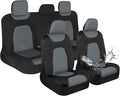 Motor Trend Waterproof Car Seat Covers Full Set – Black & Gray Seat Covers for Car Front & 60/40 Split Back Bench - Carseat C