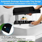 Bathroom Counter Organizer, Black Silicone Toothbrush Holders for Bathrooms Organizer Countertop with 3PCS Qtip Holder, Tooth