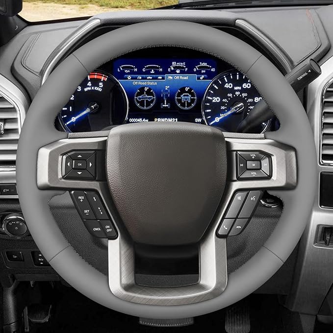 MEWANT Hand Stitch Steering Wheel Cover for Ford F150 F250 F350 Expedition 2018-2021 Ford F150 Truck Steering Wheel Wrap