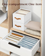 Homsorout Clothes Organizers and Storage - 4/5/7 Grids Fabric Jeans Organizer with Handles, Foldable Closet Organizers Divide
