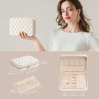 Lolalet Travel Jewelry Case for Women Girls, Travel Jewelry Organizer Box with Mirror & Clear Storage Bag, Small Portable Ear