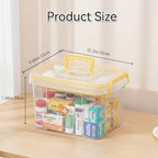 Pulseplay Clear Medicine Storage Box with Handle Portable Medicine Cabinet Organizer Multipurpose Plastic Storage Box with Re