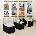 ICERZCZ Large Storage Baskets for Organizing Shelves, Woven Cotton Rope Bins for Baby Nursery Organization, Book Toy Towel Or