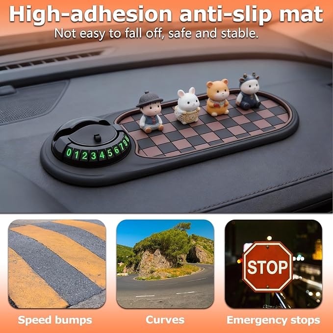 2 PCS Multifunction Car Anti-Slip Mat, All in One Car Organizer Pad,Universal Car Anti Slip Mat Phone Holder,Rotatable Vehicl