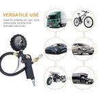 AstroAI Tire Pressure Gauge with Inflator, 100 PSI-ANSI B40.1 Accurate, Large 2.5" Easy Read Glow Dial, Heavy Duty Air Chuck and Compressor Accessories for Truck, with Case