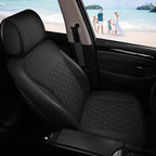 Sanwom Front Car Seat Covers - Leather Seat Covers with Storage Pocket and Two Belt Pads, Anti-Slip Waterproof Universal Seat