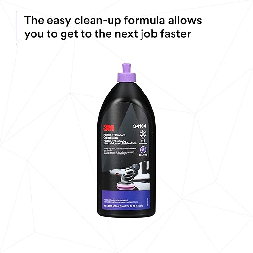 3M Perfect-It Random Orbital Polish, 34134, 1 Quart, Fast Cutting Polisher for Automotive Buffing & Polishing, High-Gloss Finish