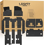 LASFIT Floor Mats & Backrest Mats & Cargo Mat for Kia Carnival Hybrid 8 Seats 2026 2025 (Only Fit Hybrid), All Weather TPE Custom Fit Floor Liners Full Set Car Mats Trunk Mat Accessoires, Black