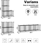 C&AHOME Wire Cube Storage, 4-Cube Storage Organizer Metal, C Grids Storage Bins Shelving, Modular Bookshelf Shelf, Closet Cab