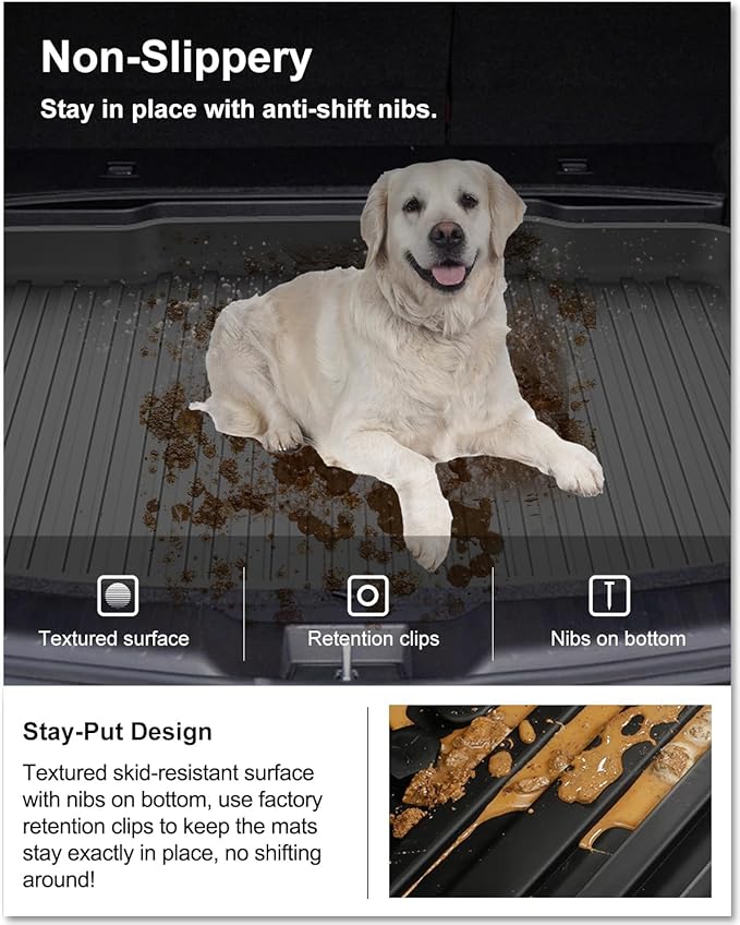 KIWI MASTER Cargo Mat for 2017-2022 Honda CR-V (Tray in Lower Position), Custom Fit All Weather Rear Cargo Liner, Heavy Duty TPE Tray Trunk Mat, Black