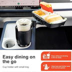Car Large Cup Holder Expander, 2-in-1 Cupholder Extender with Swivel and Detachable Snack Food Tray Table for Eating, Travel 