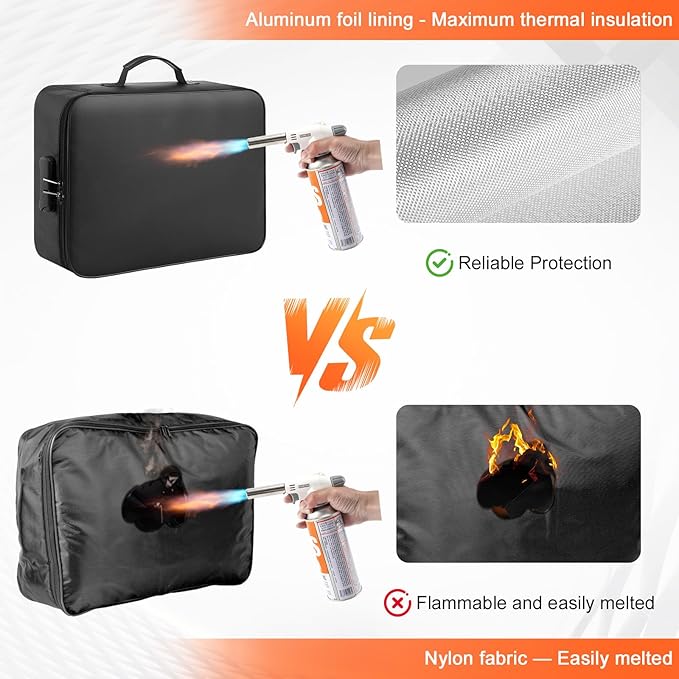 5200°F Fireproof Document Bag with Lock - Mondoshop Heat-Insulated Fireproof Document Box, Important Document Organizer, Port