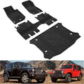 KIWI MASTER Floor Mats & Cargo Mat for 2014-2018 Jeep Wrangler JK 4 Door, OEM Replacement 82213860 82213184, All Weather Car Mats, Heavy Duty TPE Floor Liners, Front & Rear & Trunk Mat Set, Black