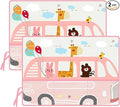 Car Sun Shade for Baby Kids Children 2 Pack Car Side Window Curtain Protector Protects from Sun Glare Heat Blocks UV Rays Glare Car Interior Sun Blocker Blind (PinkBus)