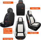 Car Seat Covers Full Set, Breathable Nappa Leather Seat Covers, Horizontal Stripes Automotive Seat Covers, Universal Seat Cus