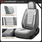 Coverado Car Seat Covers Full Set, Nappa Leather Seat Covers for Cars, Car Seat Protector Car Seat Cushion, Front and Back Se