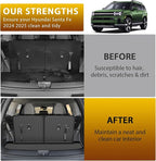 Powerty Floor Car Mat for Hyundai Santa Fe 2024 2025 2026, All Weather TPE Custom Trunk Cargo Mat Liner with Backrest Mat Replacement for Hyundai Santa Fe 6/7-seater Accessories (Include Hybrid&Gas)