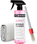 Premium Car Interior Cleaner (17oz Brush + Towel) | Interior Car Cleaner for Leather, Vinyl, Glass & Plastic | Residue-Free M