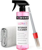Premium Car Interior Cleaner (17oz Brush + Towel) | Interior Car Cleaner for Leather, Vinyl, Glass & Plastic | Residue-Free M