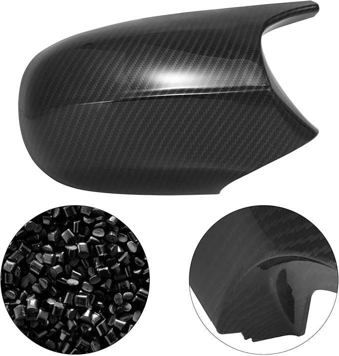 X AUTOHAUX Pair Exterior Rear View Mirror Housing Door Wing Mirror Cover Cap Carbon Fiber Pattern M3 Style for BMW 3 Series E90 E91 E92 E93 Facelifted 2008-2011