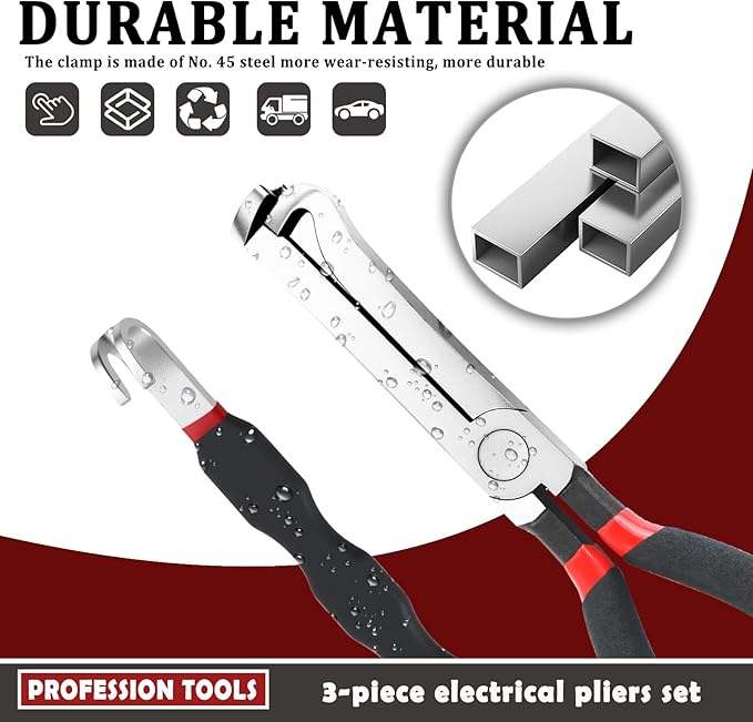 3PCS Electrical Disconnect Pliers for Cars,3 Type Multi-Purpose Electrical Connector Pliers Set Disconnects Connectors/Hose/S