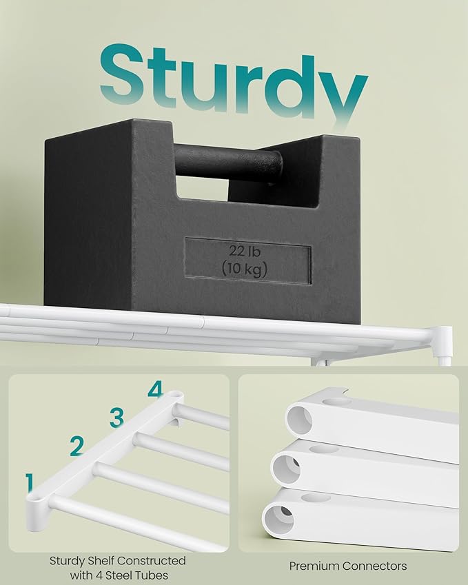 SONGMICS Shoe Rack, 4-Tier Shoe Organizer, Metal Storage Shelf, Upright or Upside Down, for 20-25 Pairs, Stackable, for Entry