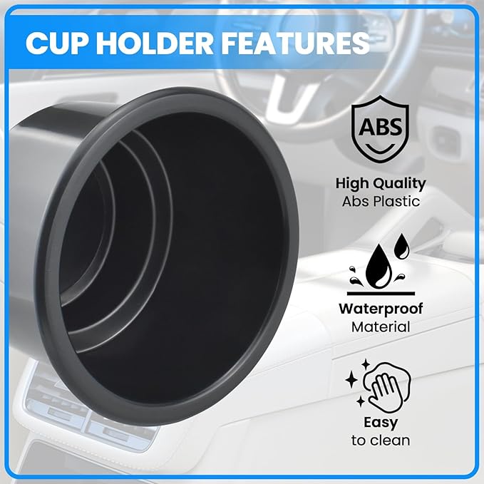 SDTC Tech Black Sofa Cup Holder, Universal Plastic Recessed Cup Holder with Drain for RV Boats, Cars, Sofas and Golf Carts (2