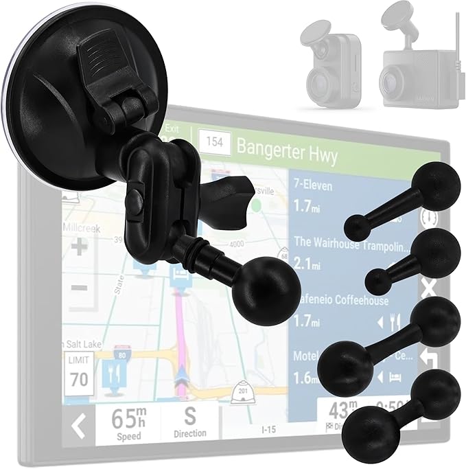 for Garmin Truck RV GPS Mount dezl OTR1020 820 720 620 RV 1095 895 795 Overlander DriveSmart 86 76 66 & for Car GPS Nuvi Holder & for Garmin Dash Cam Windshield Mount (6 Ball Head)