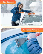 EcoNour 27" Aluminum Ice Scrapers for Car Windshield | Car Snow Scraper Window and Snow Brush with Ergonomic Foam Grip Winter Accessories (Orange)