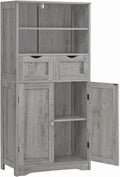Iwell Storage Cabinet with 2 Drawers & Adjustable Shelf, Tall Bathroom Cabinet with Doors, Cupboard, Kitchen Cabinets for Liv