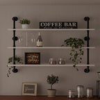 Industrial Pipe Shelving Rustic White Pipe Wall Shelves Industrial Shelves with Wood Planks Floating Shelves 48 Inch Farmhous