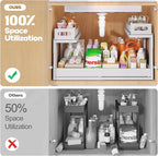 1 Pack-16"-26"W Expandable Under Sink Organizer With Upgrade Ball-Bearing Slide,2-Tier Pull Out Under Cabinet Organizer Heigh