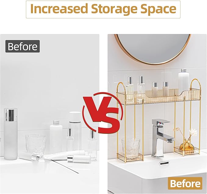 YCIA&DONE Bathroom Countertop Organizer Over The Faucet, Narrow Counter Organizers Above Sink, Table Mounted Faucet Sink Shel