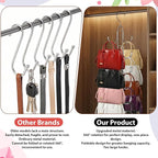 4 Pack Purse Organizer for Closet, Purse Hanger with 10 Big Hooks, 360 Degree Rotation Bag Holder for Organizer Display, Fold