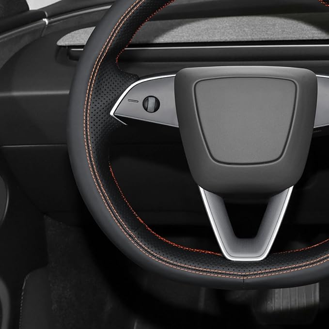 MEWANT DIY Stitching 3D Style Steering Wheel Cover Wrap for Tesla Model 3 Highland 2023-2025/Model Y 2025 Highland for Tesla Model 3/Model Y Accessories(3D Style)