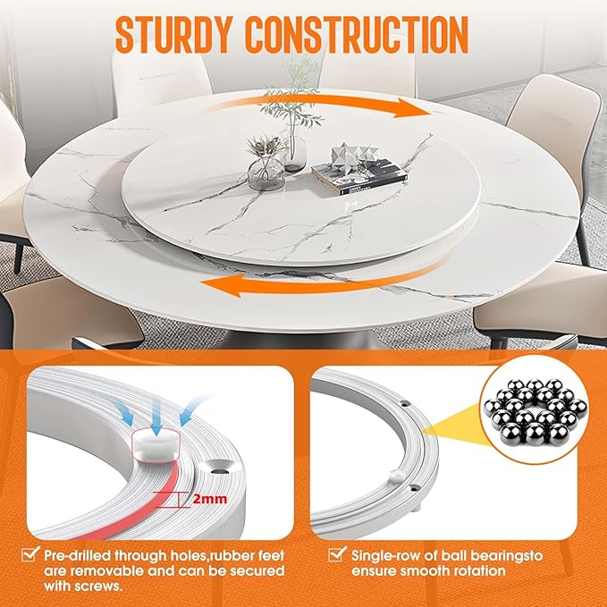 Heavy Duty Lazy Susan Turntable Bearing 12 Inch, 500lbs Capacity Rotating Swivel Plate for Round Table, Heavy Duty Swivel Bas