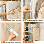 Hanging Vacuum Storage Bags with Electric Pump – 4-Pack Hanging Vacuum Seal Bags for Clothing, Space-Saving Compression Bags 