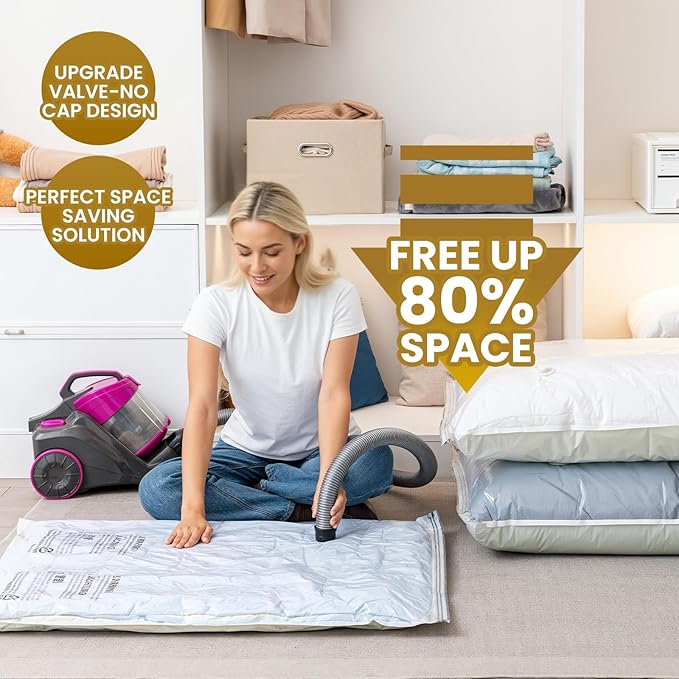 TAILI 4 Pack Vacuum Storage Bags, Jumbo Vacuum Seal Bags for Clothing (40x31 Inch), Space Saver for Bulky Bedding, Comforters